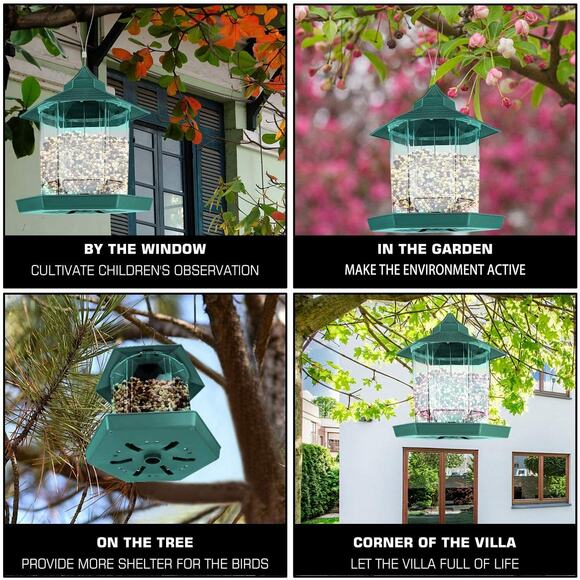 Bird Feeder Hanging Birds Seed Outside Wild Bird Feeders Garden Yard Rainproof - Picture 2 of 9